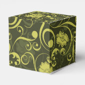 黒と緑の自然図解入りの、写真付きのフローラルパターン フェイバーボックス (裏面サイド)