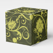 黒と緑の自然図解入りの、写真付きのフローラルパターン フェイバーボックス (正面サイド)