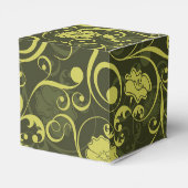 黒と緑の自然図解入りの、写真付きのフローラルパターン フェイバーボックス (裏面サイド)