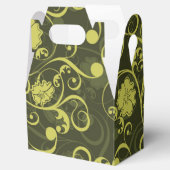 黒と緑の自然図解入りの、写真付きのフローラルパターン フェイバーボックス (オープン)