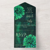 黒と緑の菊の結婚式の招待 オールインワン招待状 (内側)