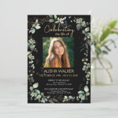 黒と緑の葉の写真追悼式 招待状 (スタンド正面)