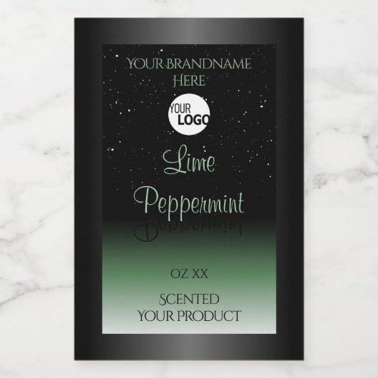 黒と緑の製品ラベルソフトグリッターロゴ フードラベル (シングルラベル)