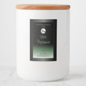 黒と緑の製品ラベルソフトグリッターロゴ フードラベル (正面)