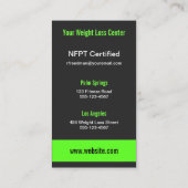 黒と緑の重量損失コーチバスルームはかりで測 名刺 (裏面)