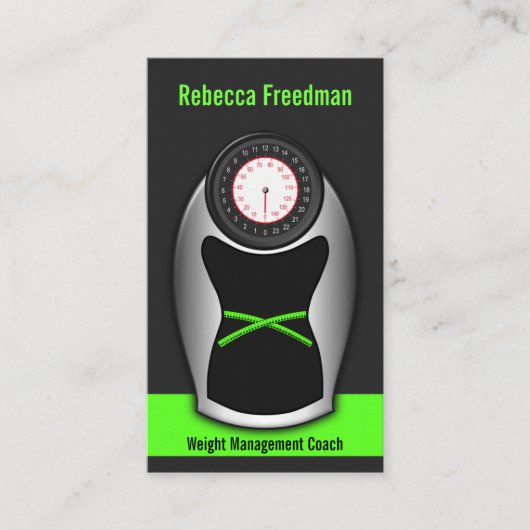 黒と緑の重量損失コーチバスルームはかりで測 名刺 (正面)