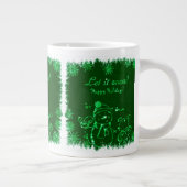 黒と緑の雪だるまイラストレーション雪 ジャンボコーヒーマグカップ (右)