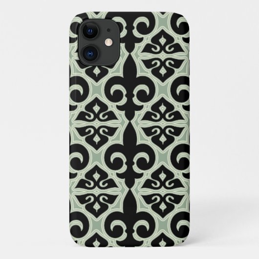 黒と緑の(紋章の)フラ・ダ・リ Case-Mate iPhoneケース (裏面)
