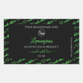 黒と緑のWordクラウド製品ラベルのロゴの追加 長方形シール (正面)