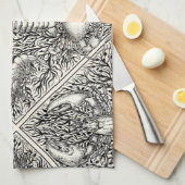黒と自然の白の甲殻類 キッチンタオル (四つ折り)