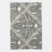 黒と自然の白の甲殻類 キッチンタオル (縦)