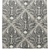 黒と自然の白の甲殻類 シャワーカーテン (正面)