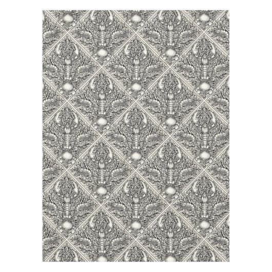 黒と自然の白の甲殻類 テーブルクロス (正面)