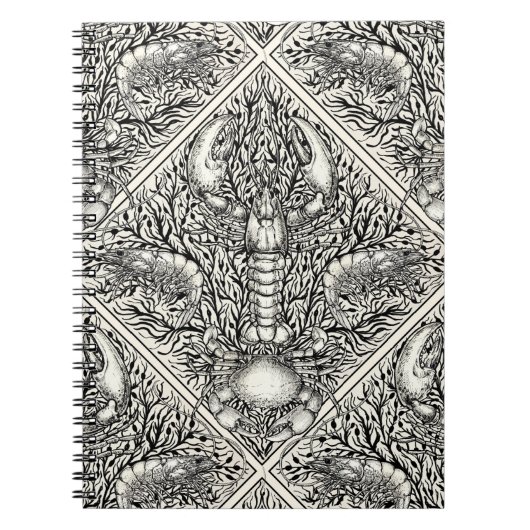 黒と自然の白の甲殻類 ノートブック (正面)