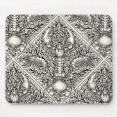 黒と自然の白の甲殻類 マウスパッド (正面)