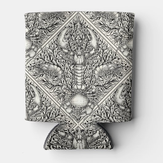 黒と自然の白の甲殻類 缶クーラー (正面)