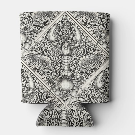 黒と自然の白の甲殻類 缶クーラー (裏面)