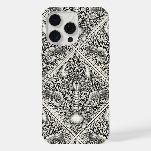 黒と自然の白の甲殻類 iPhoneケース (裏面)