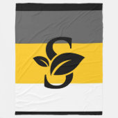 黒と色の数々のロゴストライプフリースブランケット フリースブランケット (正面)