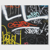 黒と色数々ののグラフィティ・アート ラッピングペーパー (フラット)