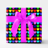 黒と色数々ののハート ラッピングペーパー