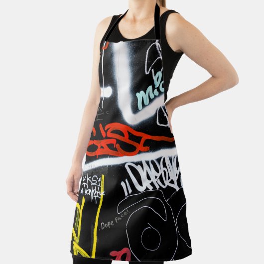 黒と色数々のの落書きアート エプロン (インサイチュ)