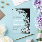 黒と花タイポグラフィ結婚フローラ アクリル招待状 (インサイチュ (ウェディング))
