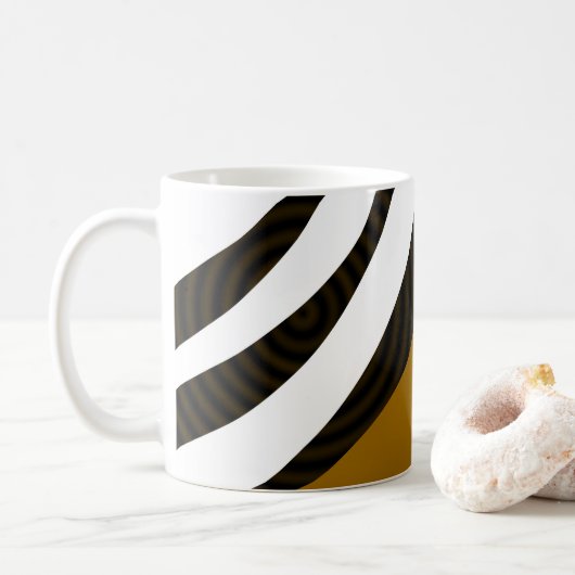 黒と茶と白のストライプ コーヒーマグカップ (ドーナツ)