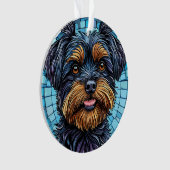 黒と茶のテリア犬 オーナメント (正面)
