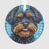 黒と茶のテリア犬 オーナメント (裏面)