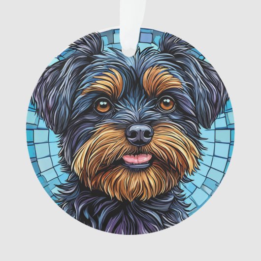 黒と茶のテリア犬 オーナメント (正面)