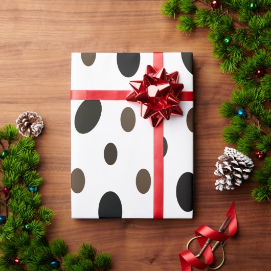 黒と茶のドット ラッピングペーパー (クリスマスギフト)