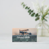 黒と茶の木造飛行機縮尺模型 名刺 (スタンド正面)