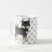 黒と茶の柴犬のキャラクターデザイン 犬と肉球 コーヒーマグカップ (正面左)
