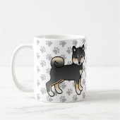 黒と茶の柴犬のキャラクターデザイン 犬と肉球 コーヒーマグカップ (左)