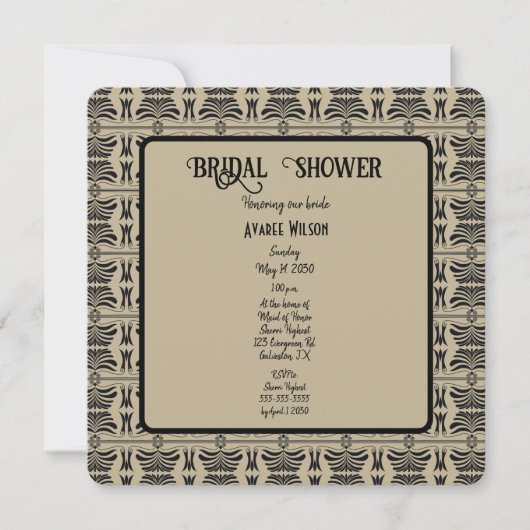 黒と茶色のギリシャのシャワ地中海のー 招待状 (正面)