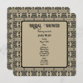 黒と茶色のギリシャのシャワ地中海のー 招待状 (正面/裏面)