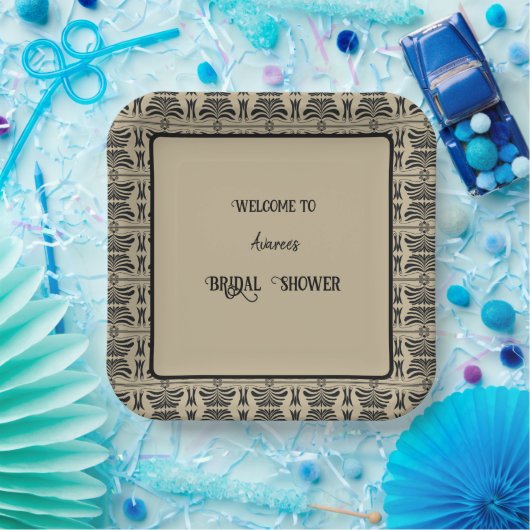 黒と茶色のギリシャ Mediterranean シャワー ペーパープレート (パーティー)