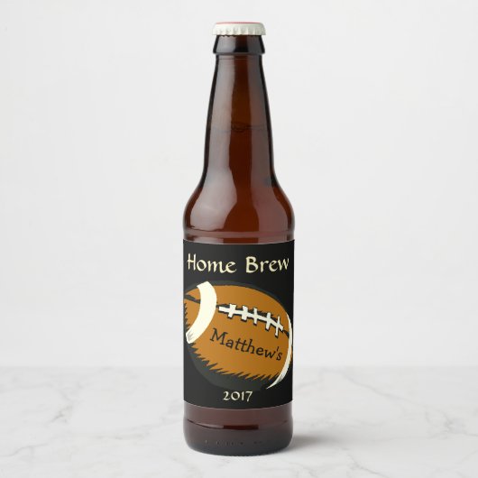 黒と茶色のサッカースポーツビアラベル ビールラベル (正面)