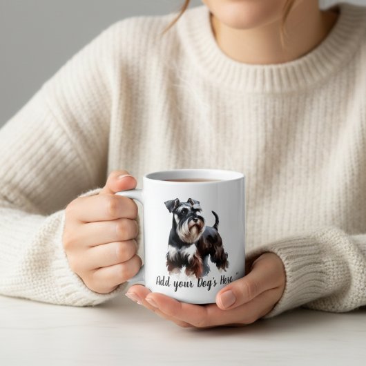 黒と茶色のシュナウザーの記念品をパーソナライズ コーヒーマグカップ