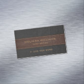 黒と茶色のステッチされた革のイメージ マグネット名刺 (インサイチュ)