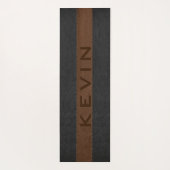 黒と茶色のステッチされた革のストライプ ヨガマット (裏面)