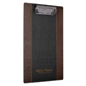 黒と茶色のステッチフェイク革 クリップボード (右)