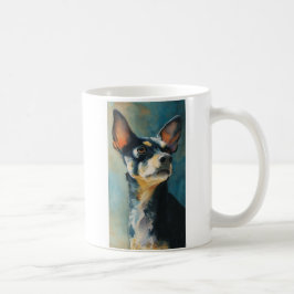 黒と茶色のチワワの水彩画ポートレート コーヒーマグカップ