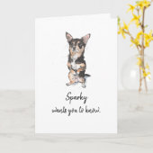 黒と茶色のチワワ パパの誕生日プレゼント カード (黄色い花)