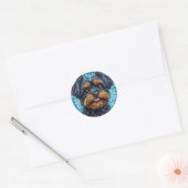 黒と茶色のテリア犬 ラウンドシール (封筒)