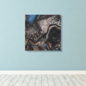 黒と茶色のデジタル注絵画流アート キャンバスプリント (インサイチュ (ウッドフロア))