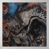 黒と茶色のデジタル注絵画流アート ポスター (正面)