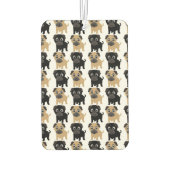 黒と茶色のパグ カーエアーフレッシュナー (裏面)