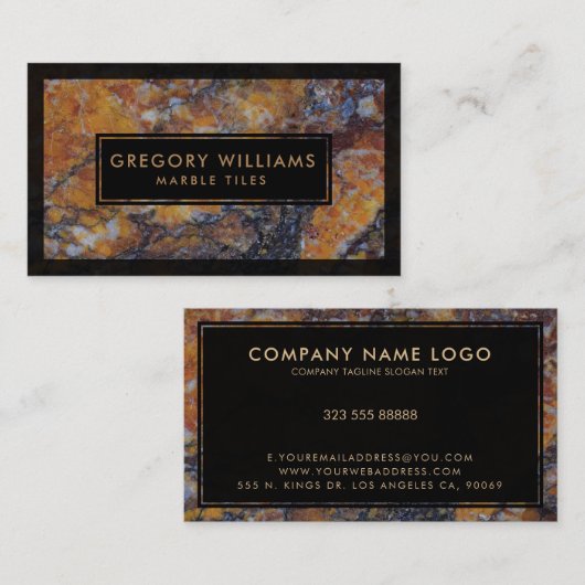黒と茶色のフェイク大理石 名刺 (正面/裏面)